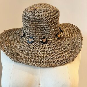 Disney Tan Straw Hat with Mickey Mouse Details